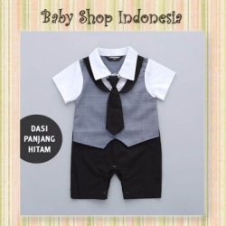 LJ178 Jumpsuit Pesta Bayi Laki laki Tuksedo Bayi Import Long Tie Hitam  large